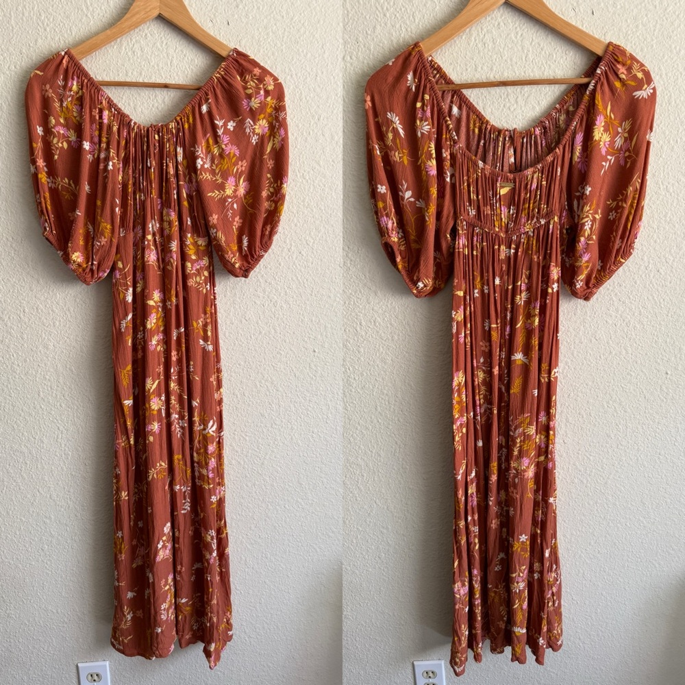 Billabong Rust Floral Midi Dress - Picture 2 of 10